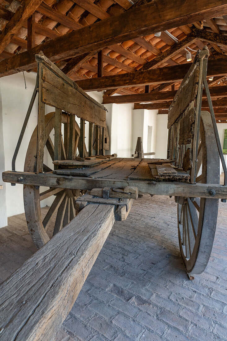 An antique oxcart for hauling sugar cane in the Museum of the Sugar Industry, San Miguel de Tucumán, Argentina.