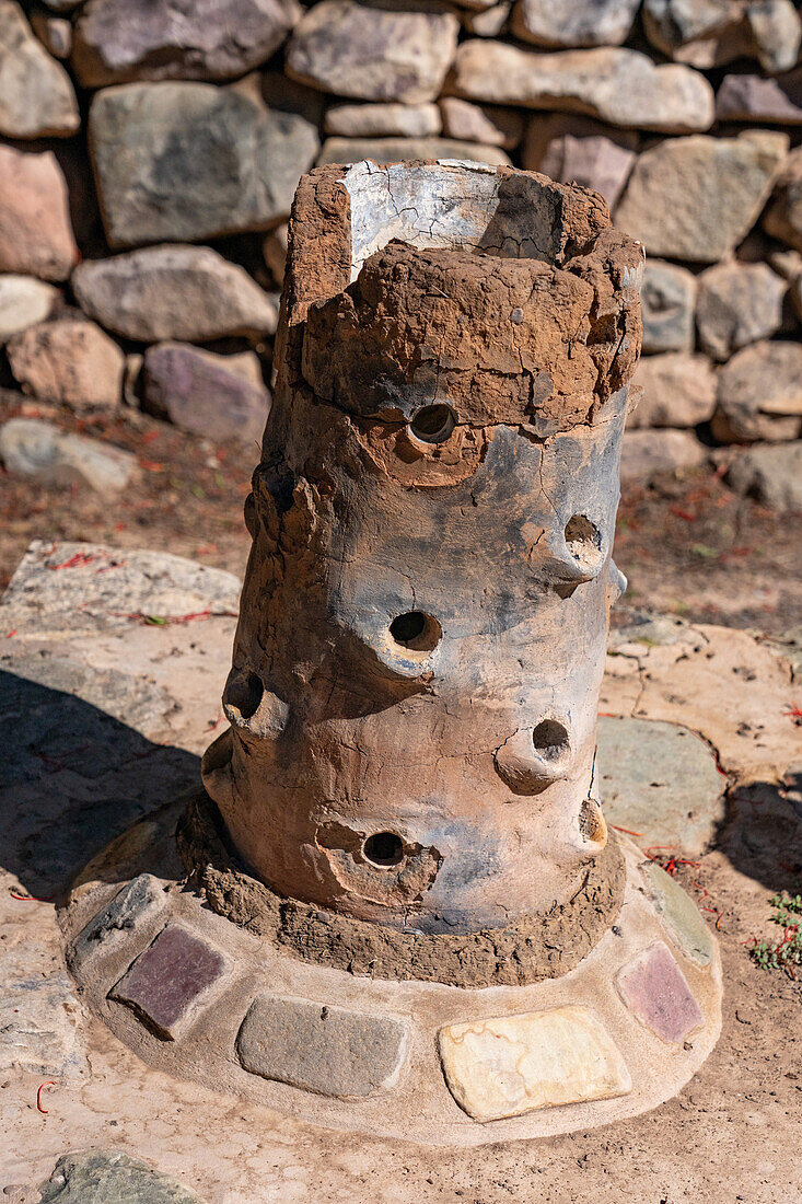 An indigenous Andean wayra or incense burner in the Jardin Botánico de Altura near Tilcara, Argentina.