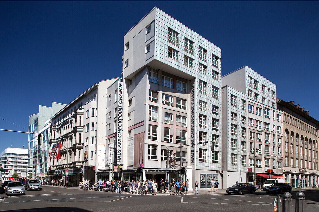 Berlin, Germany, July 27 2009, The Haus am Checkpoint Charlie Museum stands prominently on Friedrichstrasse, attracting visitors with its modern architecture.