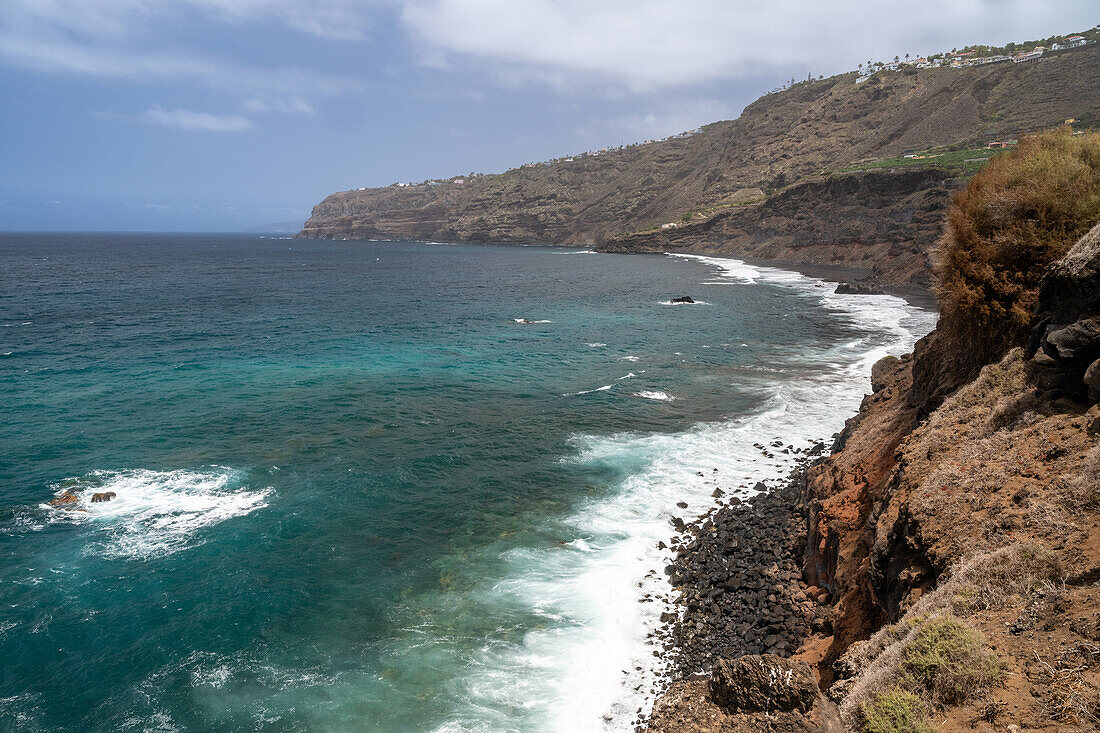 Stunning view of the cliffs and ocean on the north coast of Tenerife, La Orotava, Canary Islands, Spain.