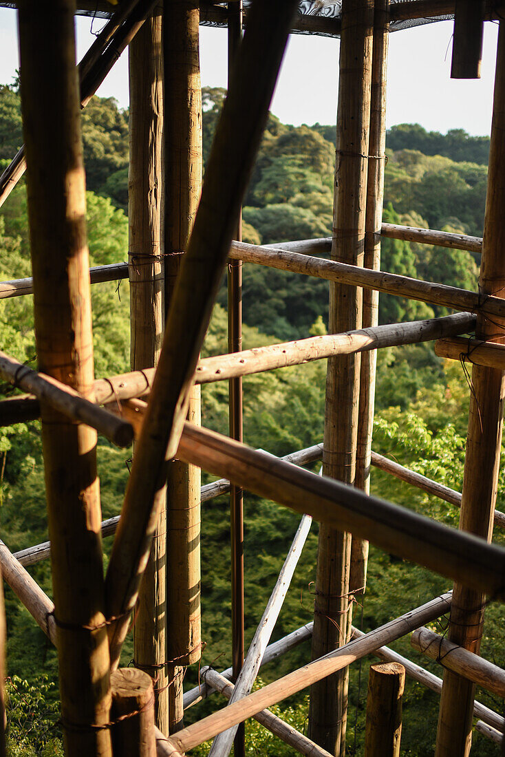 Construction works in Kiyomizu-dera temple, Kyoto, Japan