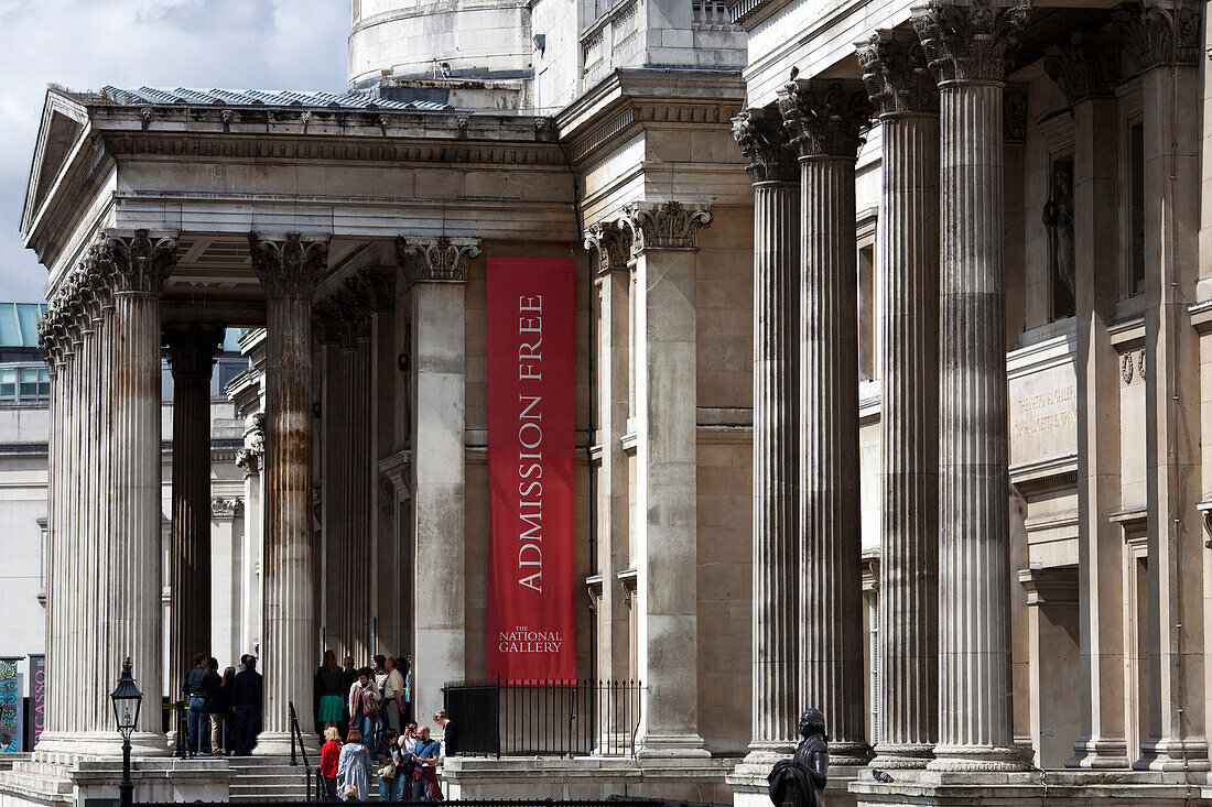 London, UK, May 3 2009, Visitors gather at the National Gallery on Trafalgar Square, enjoying free admission to explore art and culture in London.