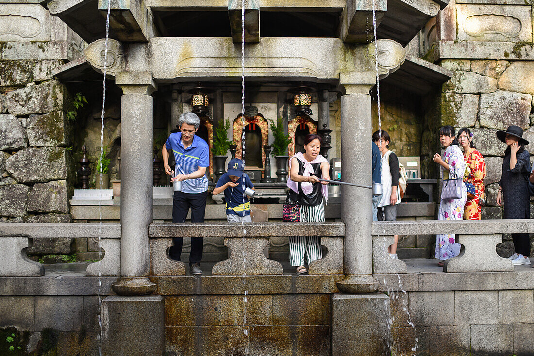 Otowa waterfall at Kiyomizu-dera temple in Kyoto, Japan