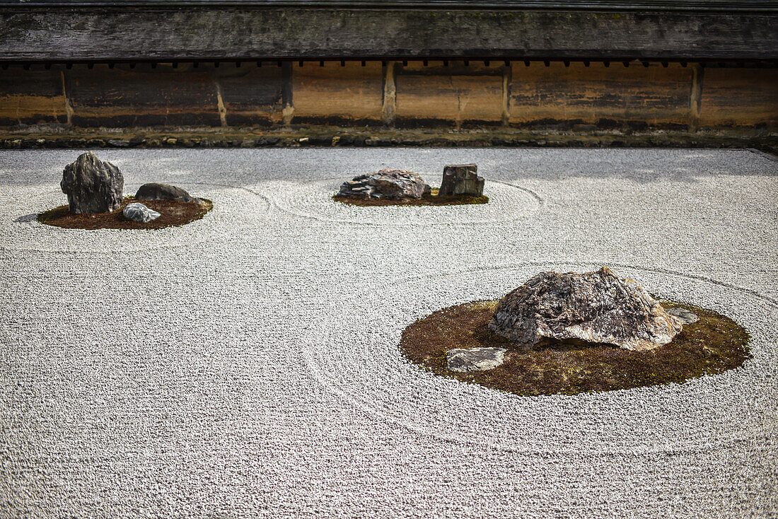 Japanese zen garden at Ryoan-Ji Temple in Kyoto