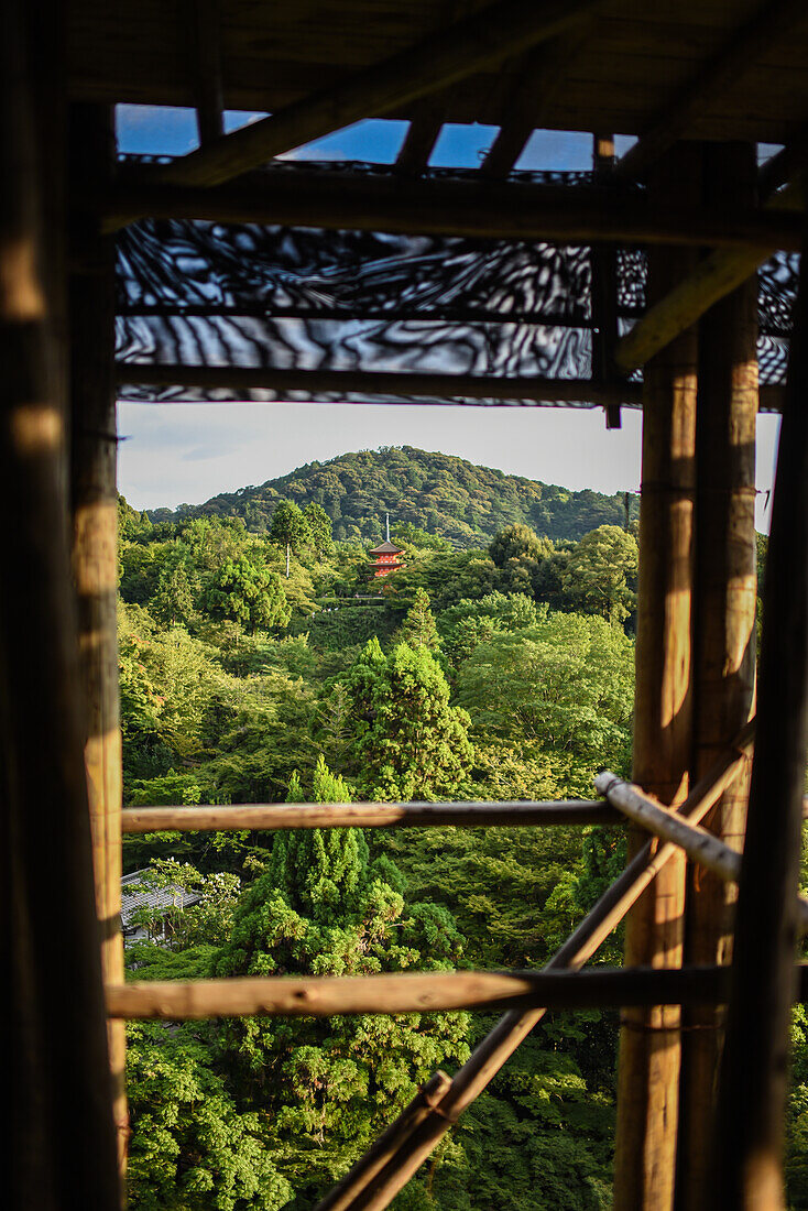 Construction works in Kiyomizu-dera temple, Kyoto, Japan