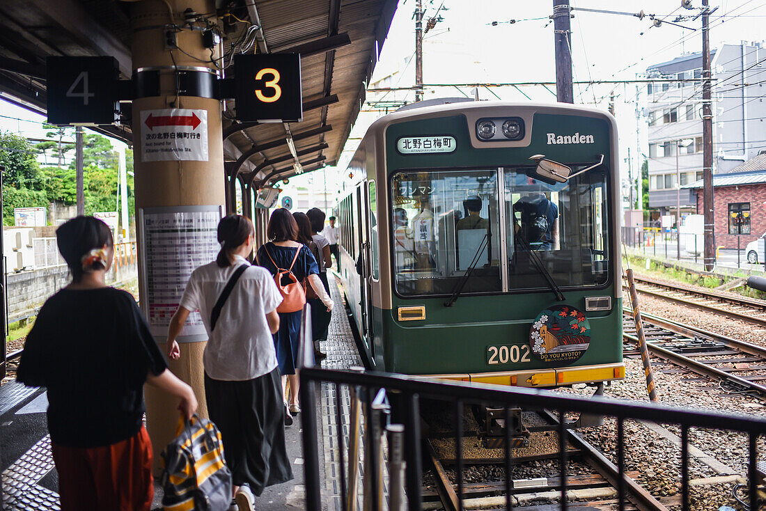 Randen Arashiyama Main line station in Kyoto, Japan