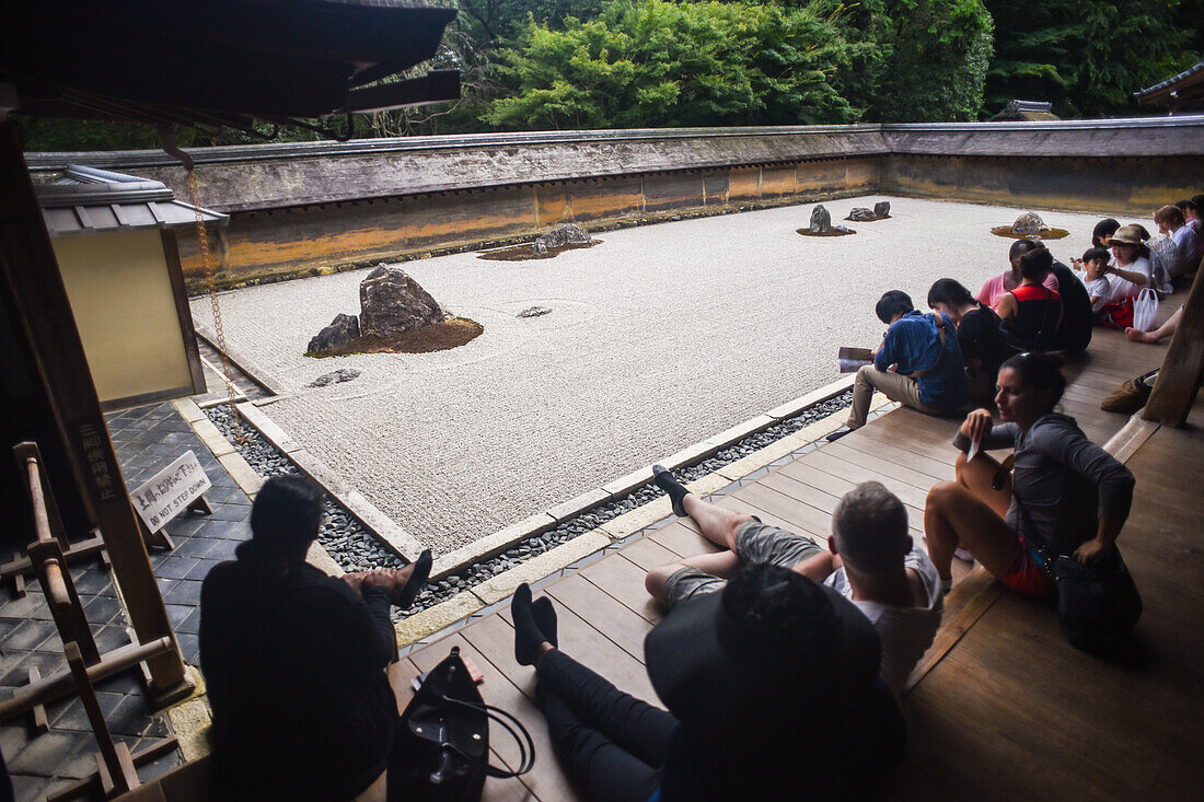 Japanese zen garden at Ryoan-Ji Temple in Kyoto