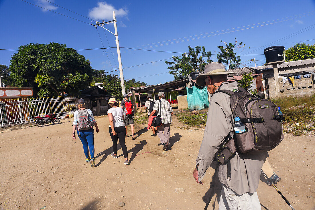 Tourists hiking in the area of Santa Marta, Colombia