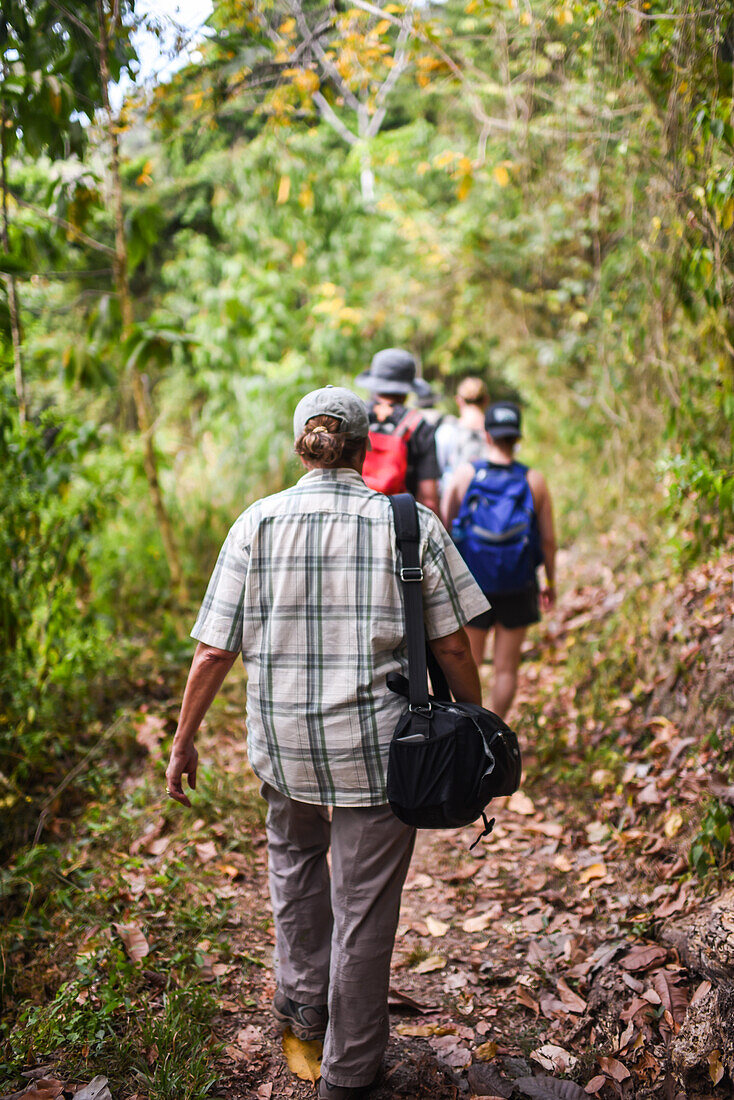 Tourists hiking in the area of Santa Marta, Colombia