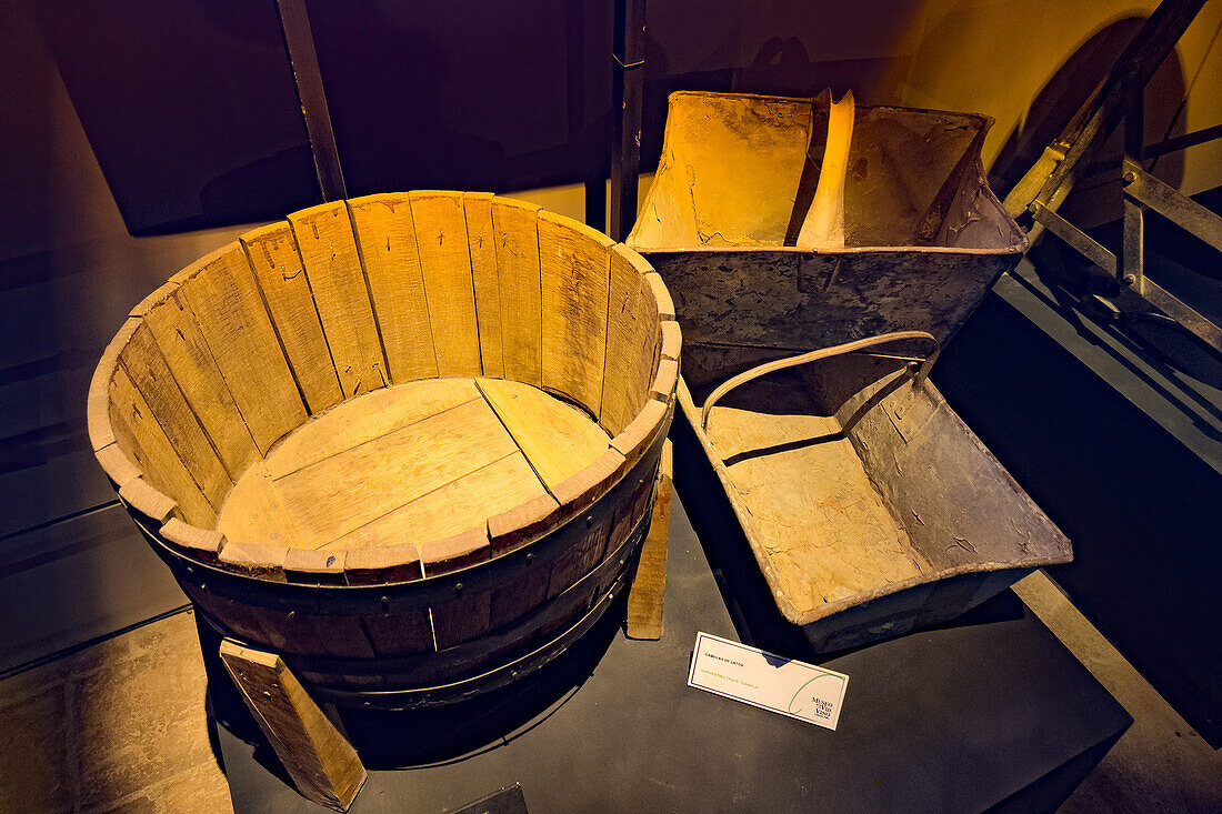 Vintage equipment for harvesting & crushing grapes. Museo de la Vid y el Vino or Museum of the Vine and the Wine in Cafayate, Argentina.