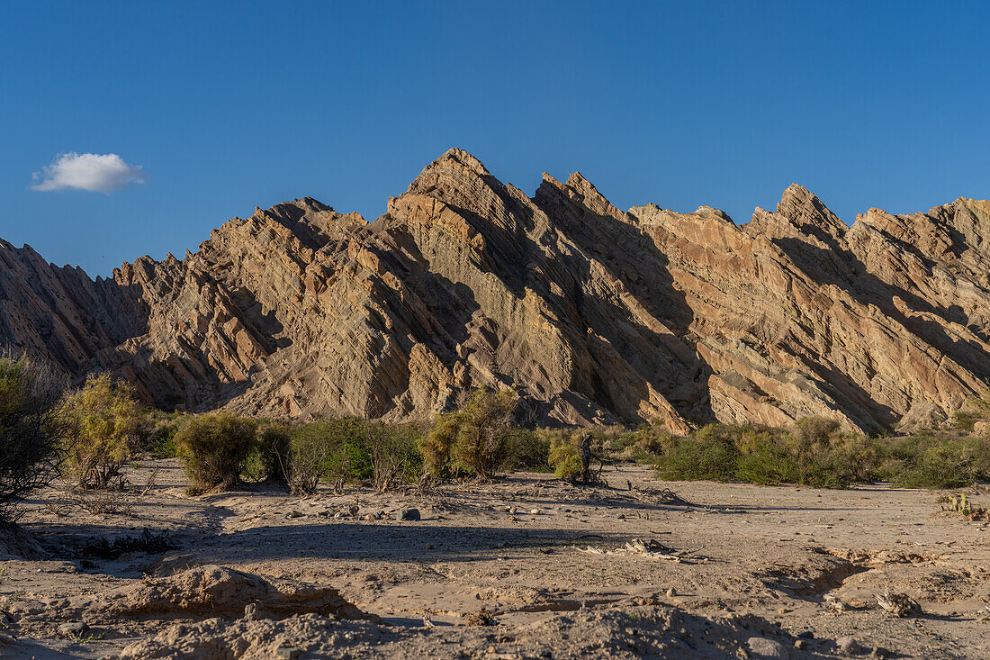 Die fantastische Erosionslandschaft des Naturdenkmals Angastaco im Calchaqui-Tal in der Provinz Salta, Argentinien