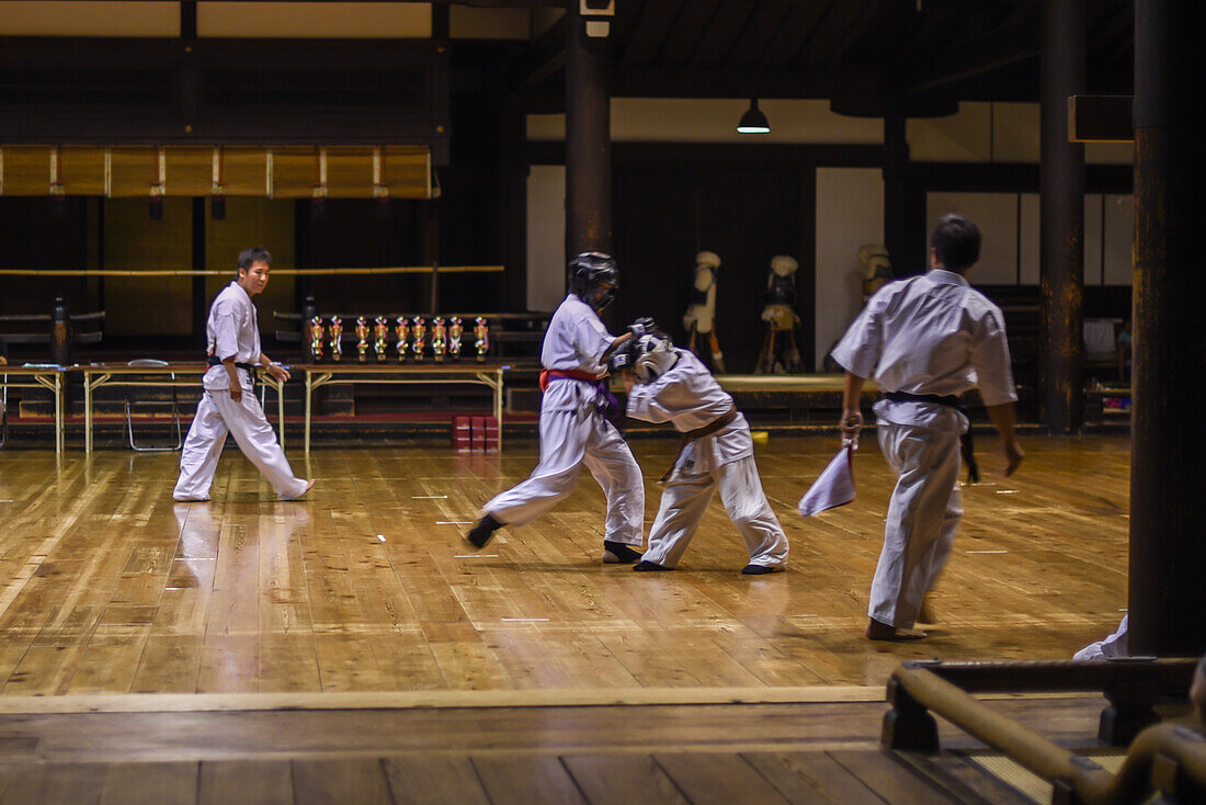 Youth Karate competition at the original wooden Kyoto Budo Center (????; kyubutokuden) dated from 1899 in the Meiji Period and is the oldest such martial arts center in Japan.