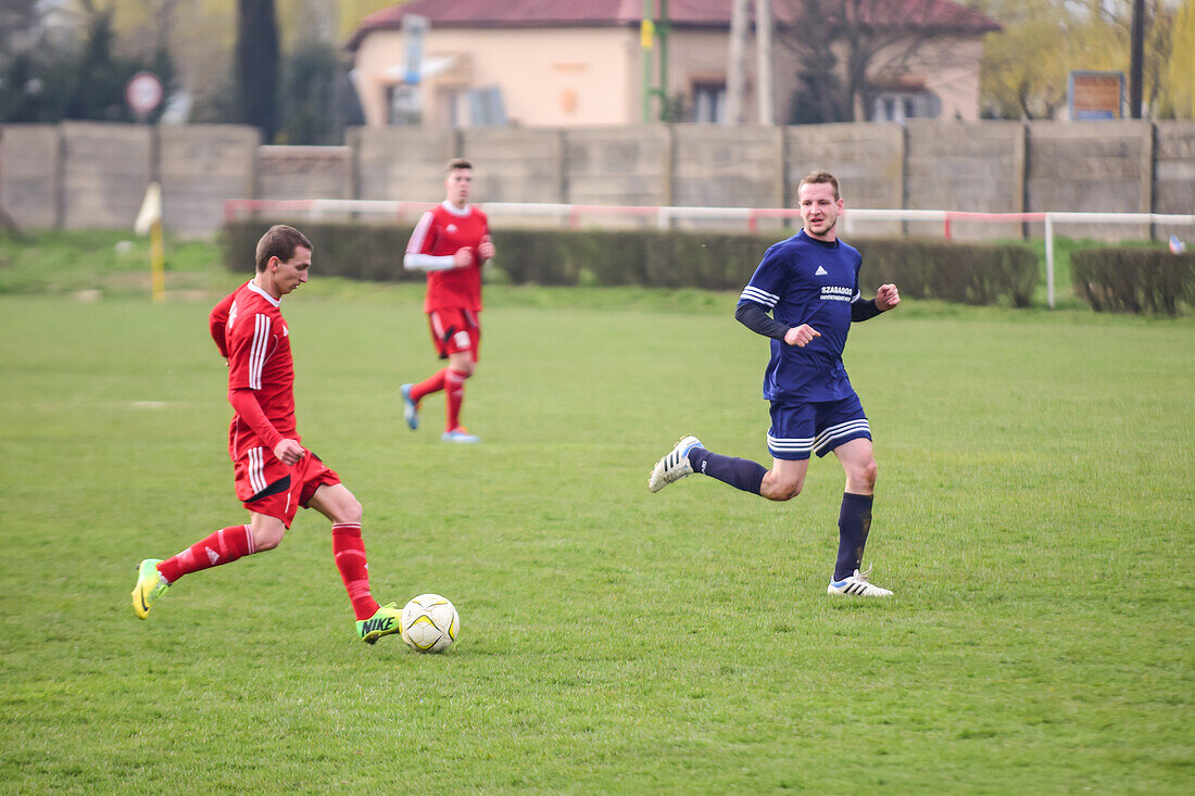 Soccer youth game in small town of Hungary