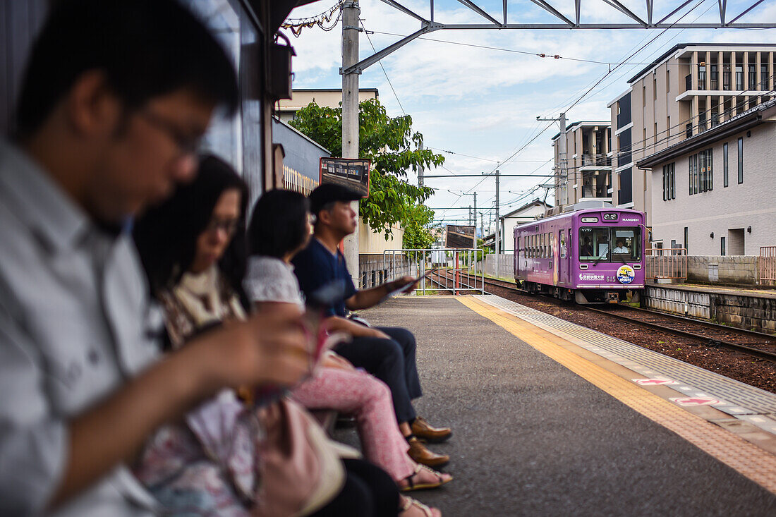 Randen Arashiyama Main line station in Kyoto, Japan