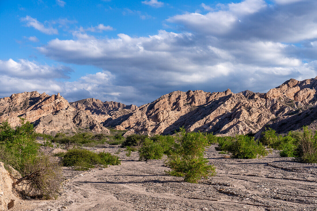 Die fantastische Erosionslandschaft des Naturdenkmals Angastaco im Calchaqui-Tal in der Provinz Salta, Argentinien