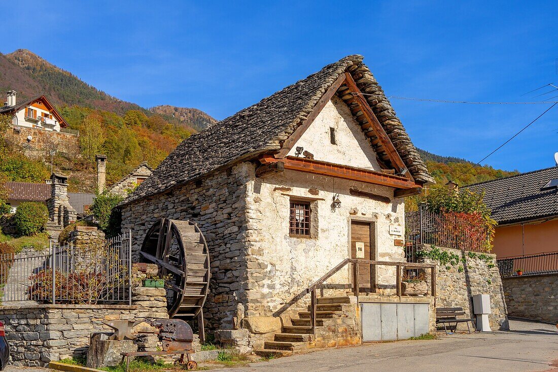 Sassaglio-Mühle, Druogno, Valle Vigezzo, Val d'Ossola, Verbania, Piemont, Italien, Europa