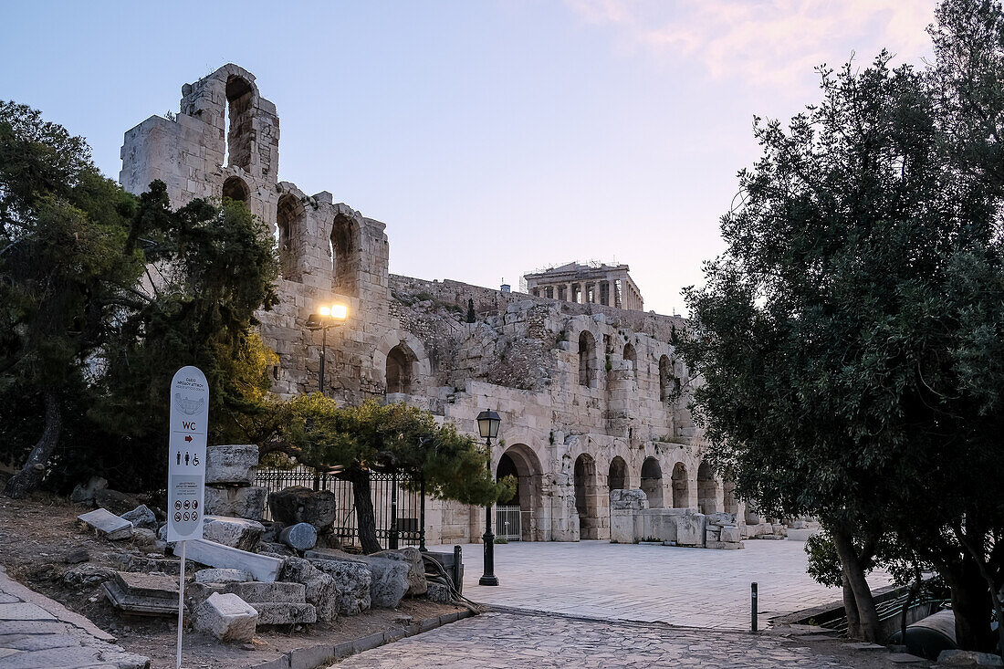 Detail of the Acropolis of Athens, UNESCO World Heritage Site, a historic fortress on a rocky hill above Athens, Greece, Europe