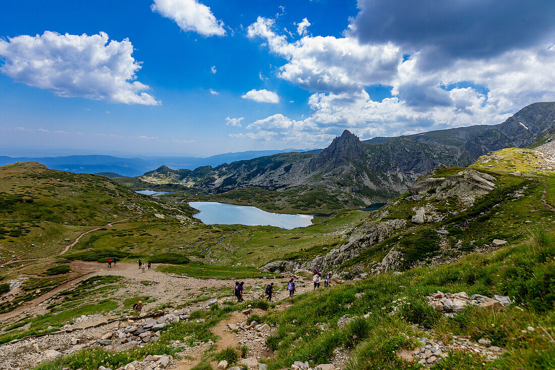 Blick auf die Sieben Rila-Seen, Bulgarien, Europa