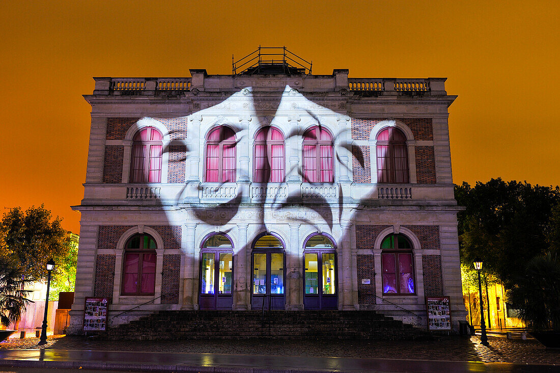 Illumination of the theatre (projection mapping), Festival of Lights, Chartres, Eure-et-Loir department, Centre -Val de Loire region, France, Europe