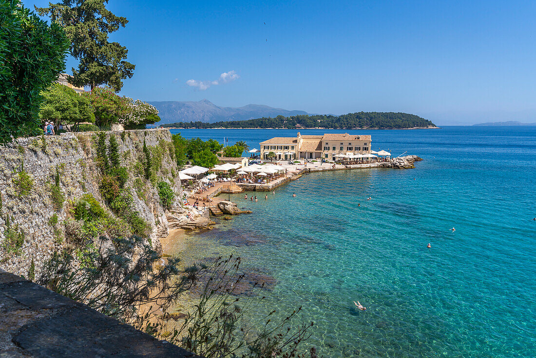 View of Faliraki Corfu in Corfu Town, Corfu, Ionian Sea, Greek Islands, Greece, Europe