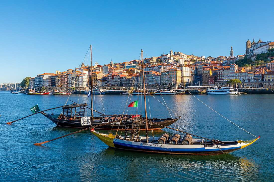 Rabelo Boats on the River Douro, Porto, Norte, Portugal, Europe