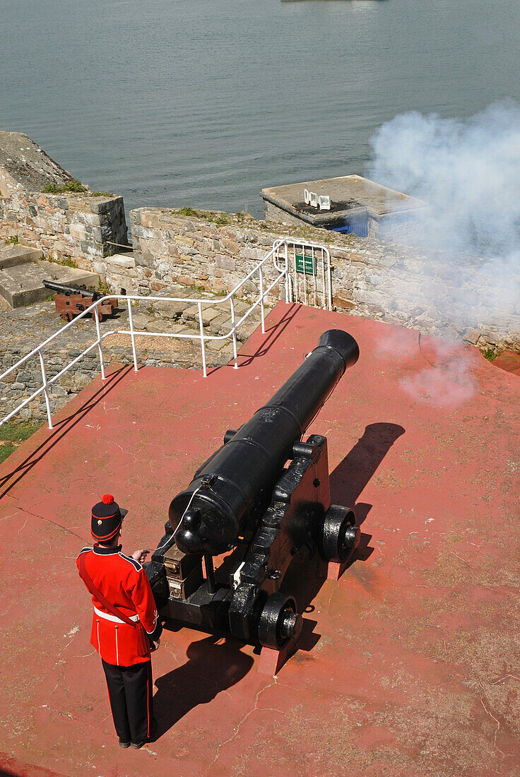 Cannon of Castle Cornet, Saint Peter Port, Island of Guernsey, Bailiwick of Guernsey, British Crown dependency, English Channel, Europe