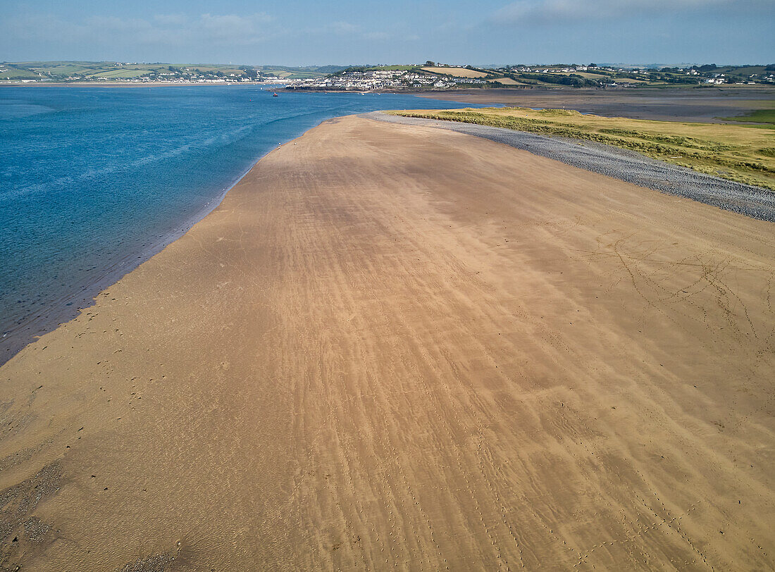 Eine Luftaufnahme der Mündung der Flüsse Taw und Torridge, in der Nähe von Bideford und Barnstaple, Devon, England, Vereinigtes Königreich, Europa