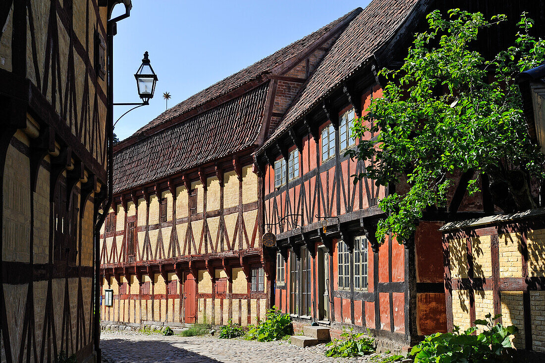 Den Gamle By (Die alte Stadt), Freilicht-Stadtmuseum mit 75 historischen Gebäuden aus 20 Gemeinden in allen Landesteilen, die ursprünglich zwischen dem 17. und 20. Jahrhundert errichtet wurden, Aarhus, Halbinsel Jütland, Dänemark, Europa