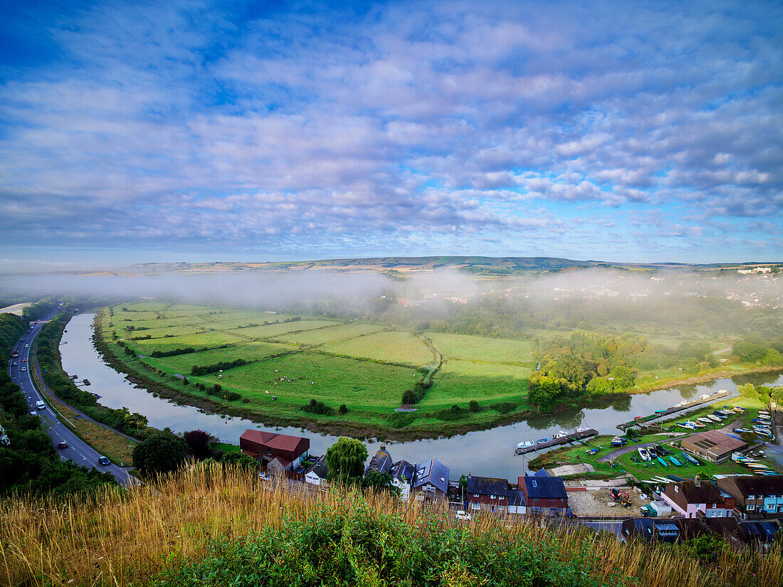 Fluss Ouse, Blick von oben, Lewes, East Sussex, England, Vereinigtes Königreich, Europa