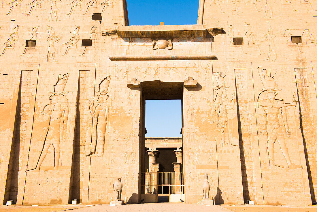 First pylon, Temple of Edfu, Egypt, North Africa, Africa