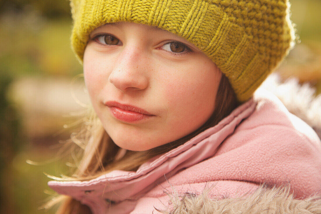 Close up of Young Girl Outdoors