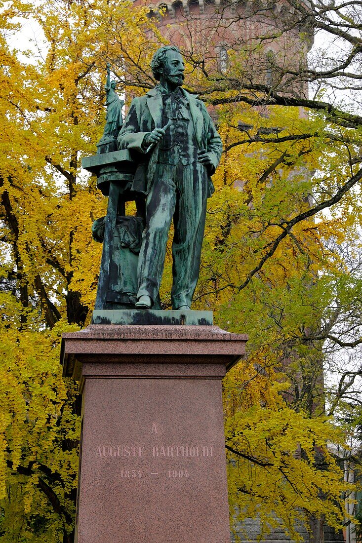 France, Haut Rhin, Colmar, water tower park, monument Bartholdi erected in 1907, born in Colmar in 1834