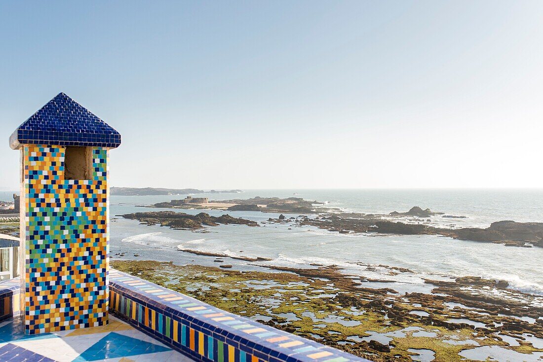 Morocco, Essaouira, Riad Salut Maroc, Story: Eccentric arty rendez-vous in a hyper vitamined riad