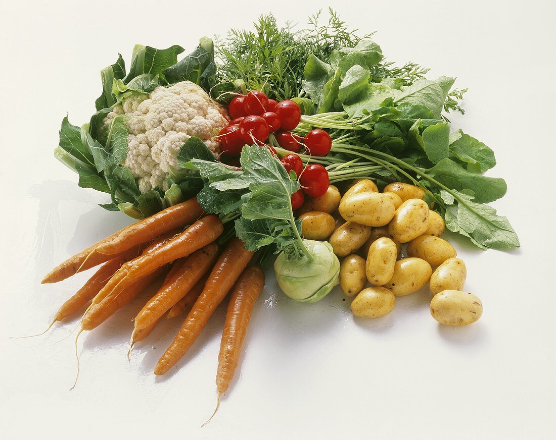 Various spring vegetables in a heap