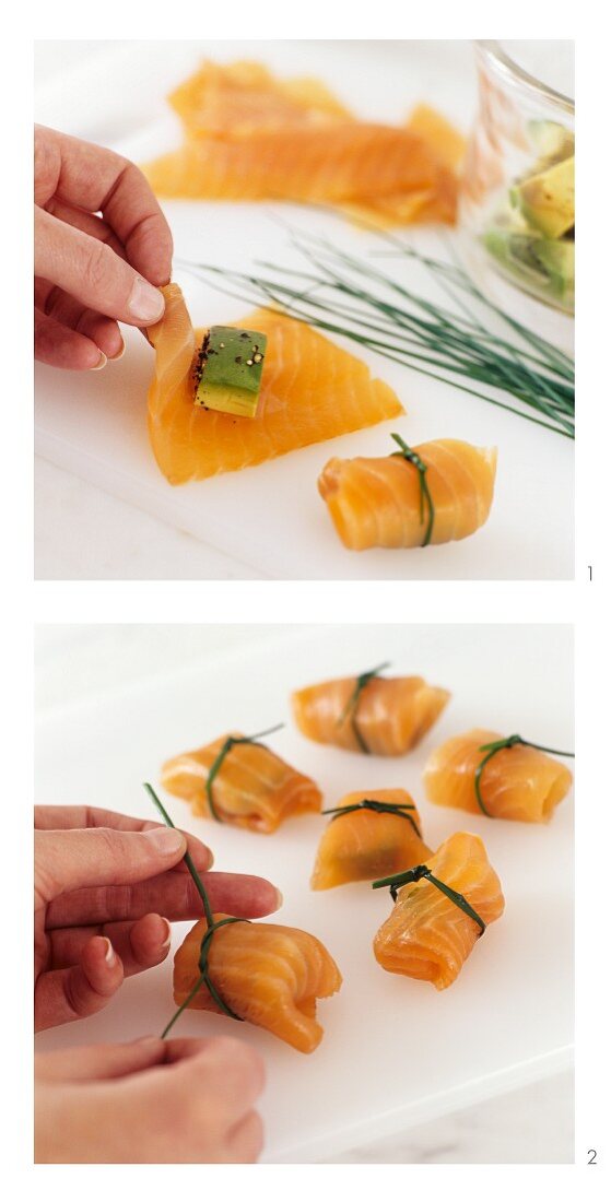 Making salmon sushi