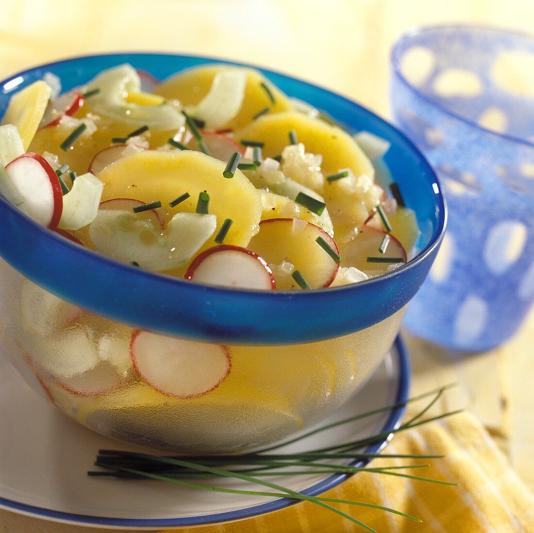 Quick potato salad with cucumber and radishes