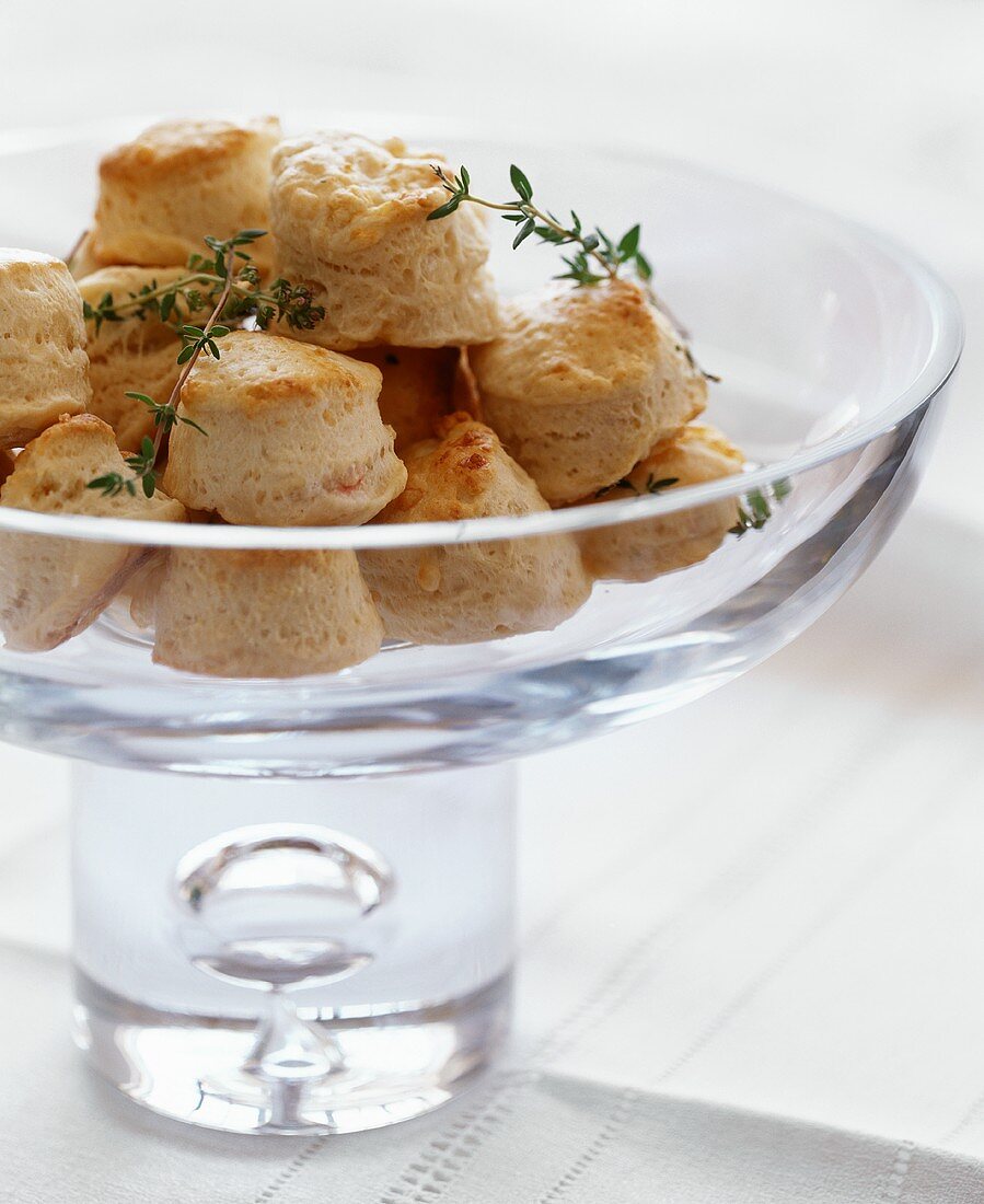 Cheese Rolls in a Glass Bowl