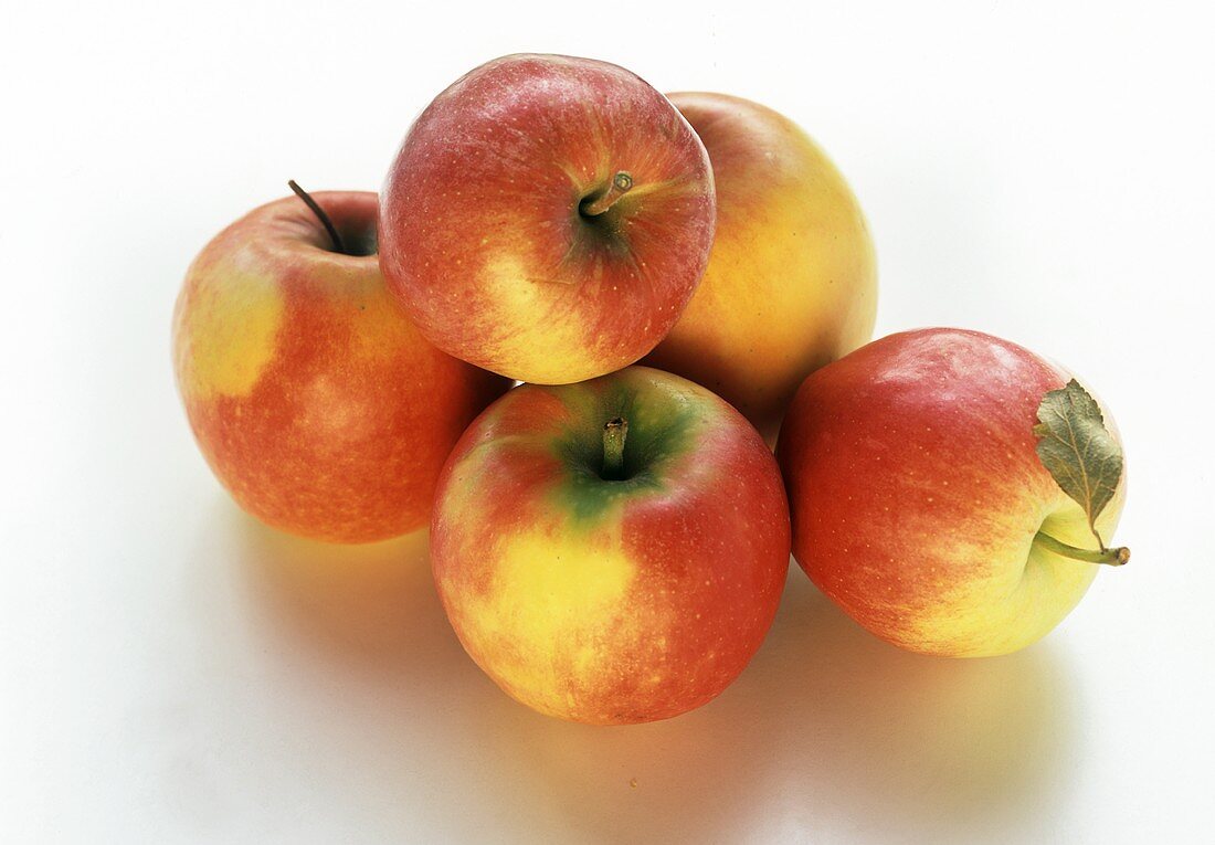 Apfelgruppe aus gelbroten Äpfeln