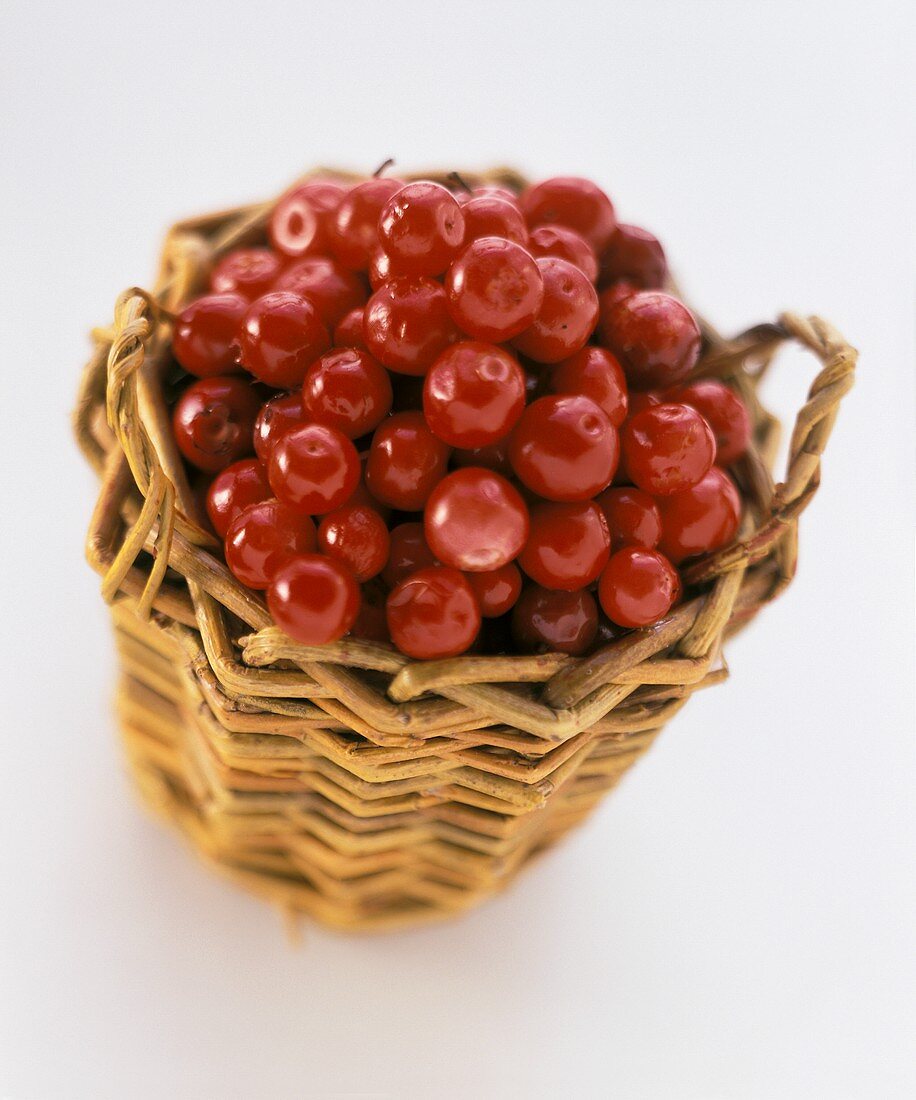 Preiselbeeren in kleinem Körbchen