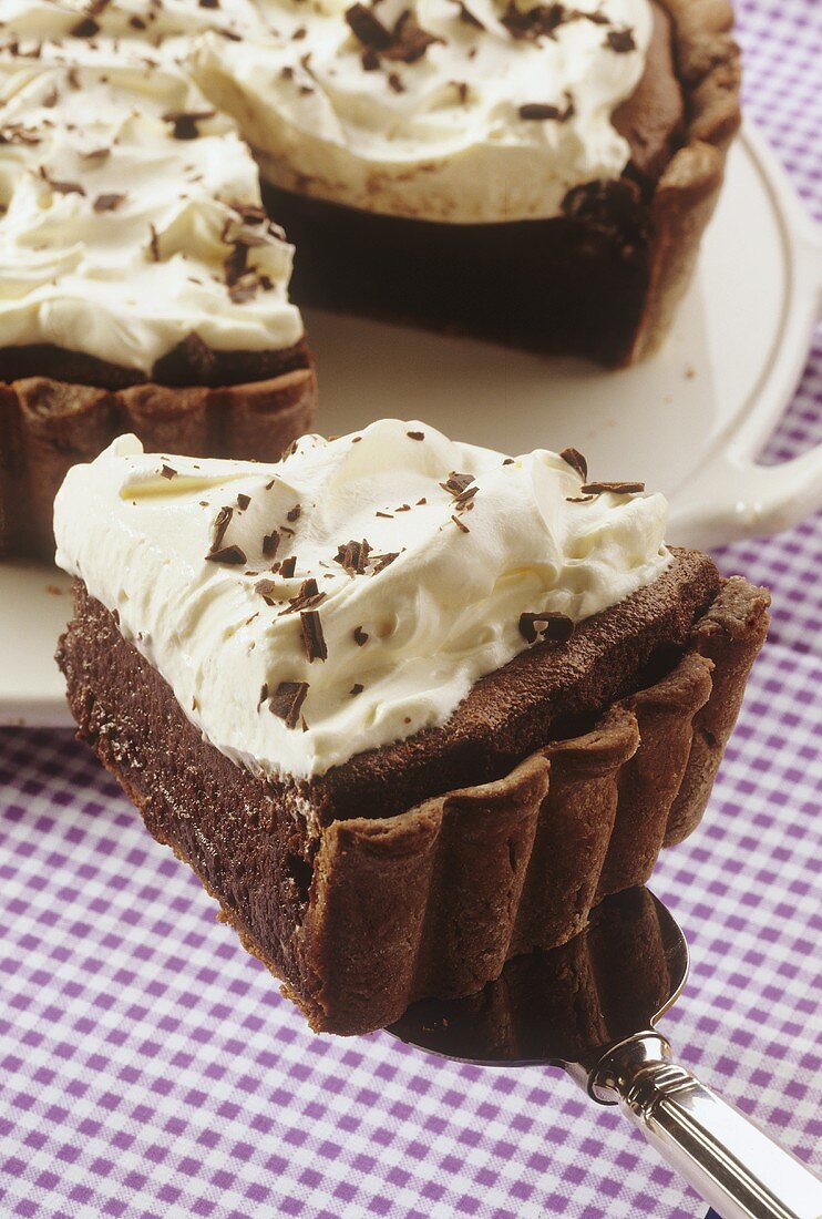 Mississippi chocolate cream tart with whipped cream