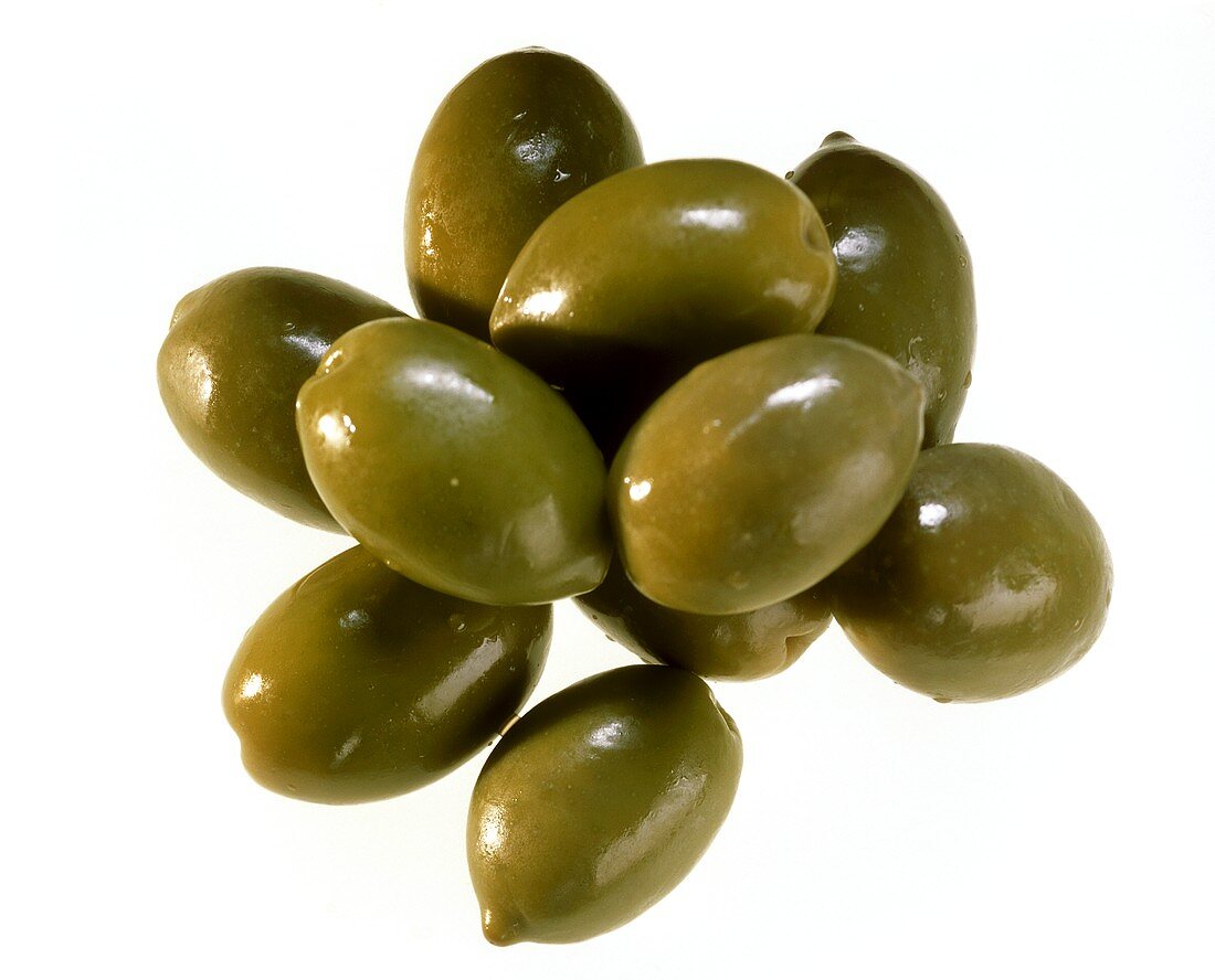 A heap of green olives