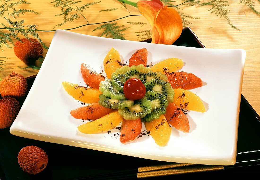 Fruit salad with kiwi, orange and grapefruit