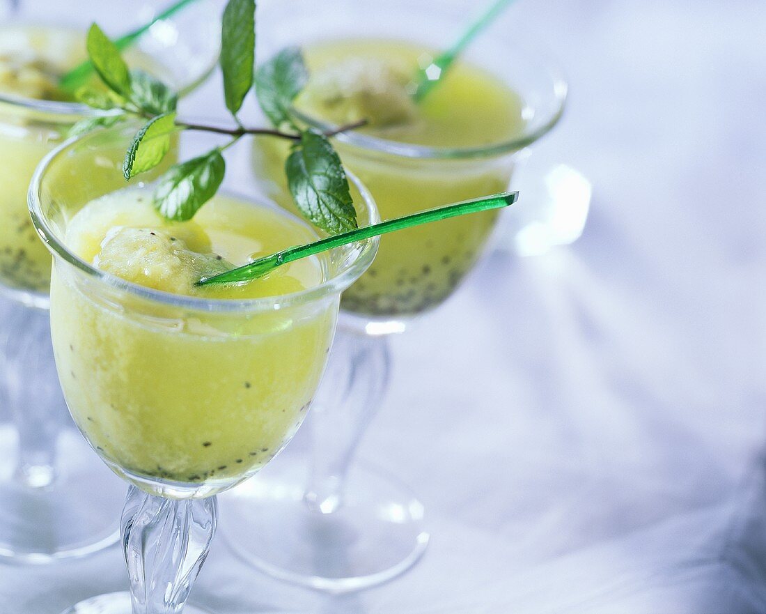 Kiwi shake with melon ice cream