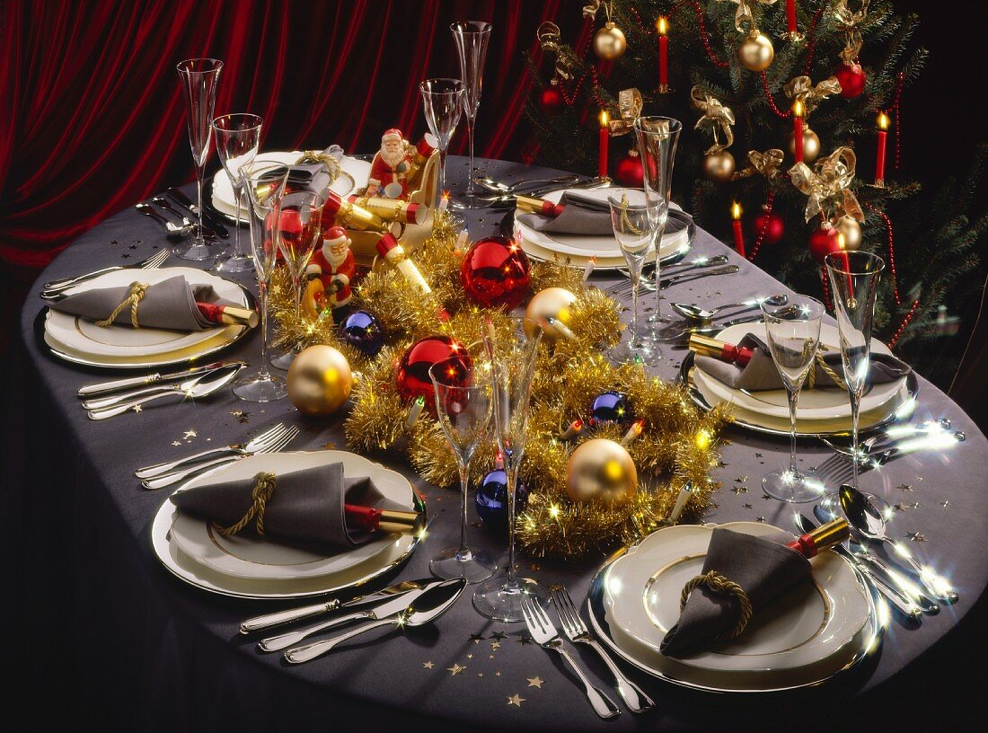 Christmas table with baubles & stars