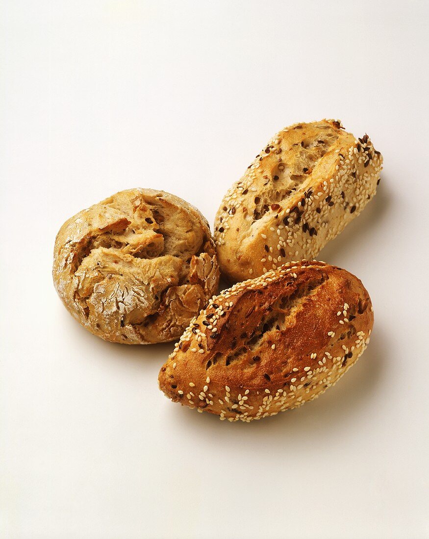 Three different granary rolls