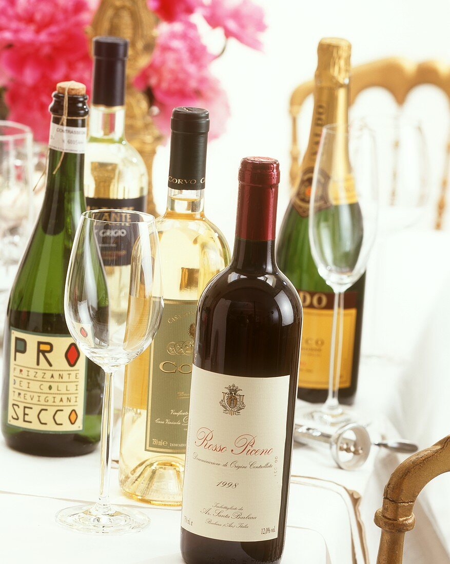 Various wines and Prosecci for a summer party