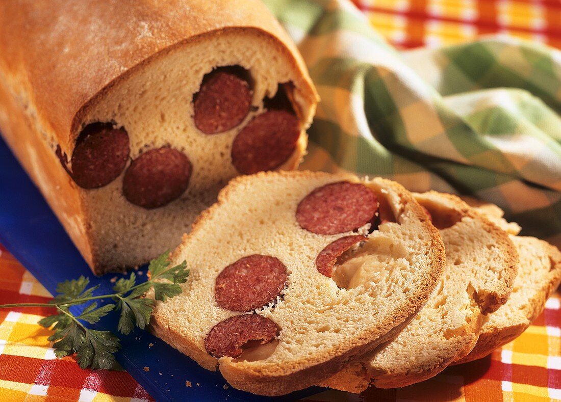 Surprise bread with cabanossi sausage