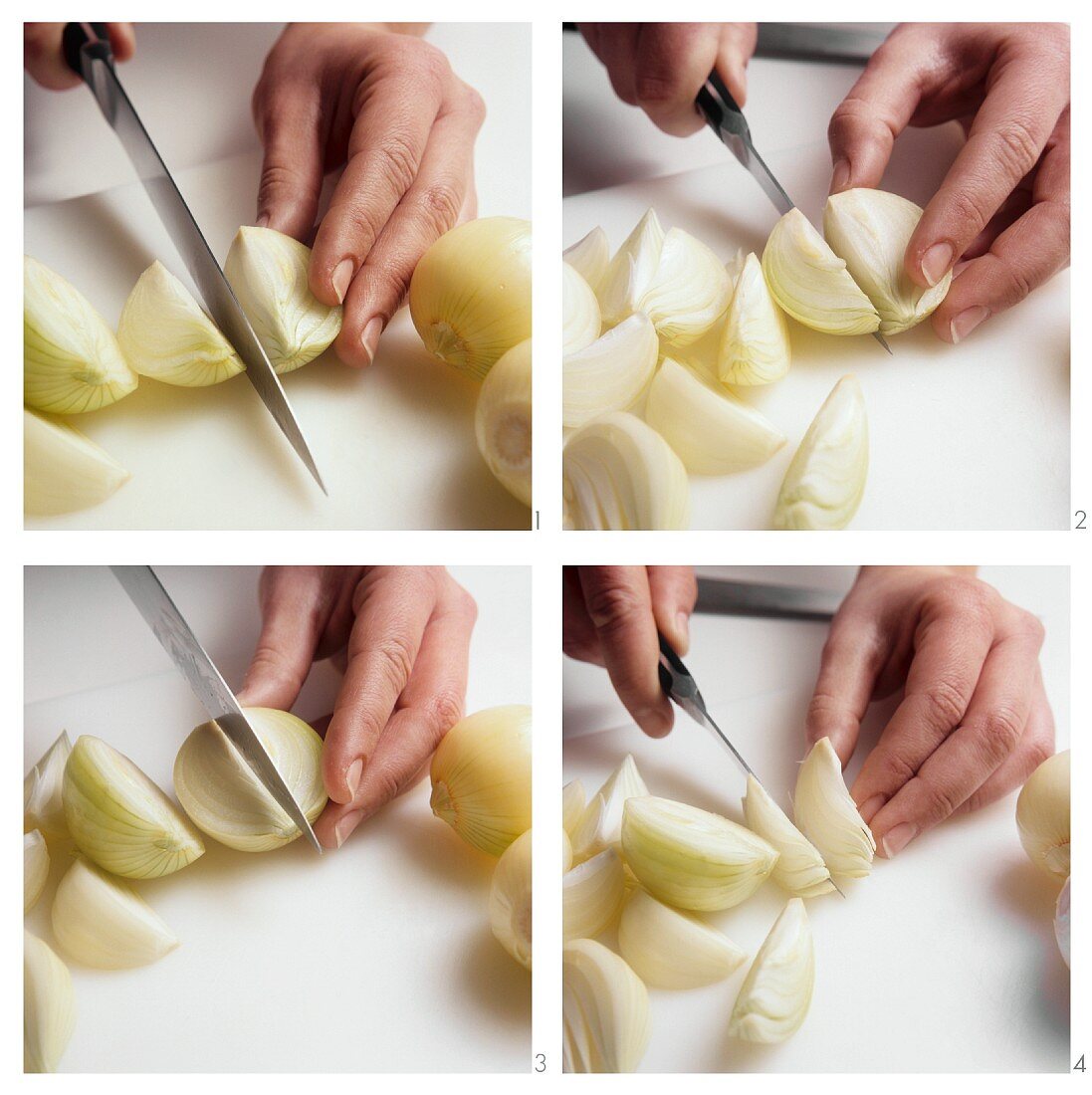 Cutting onion into wedges