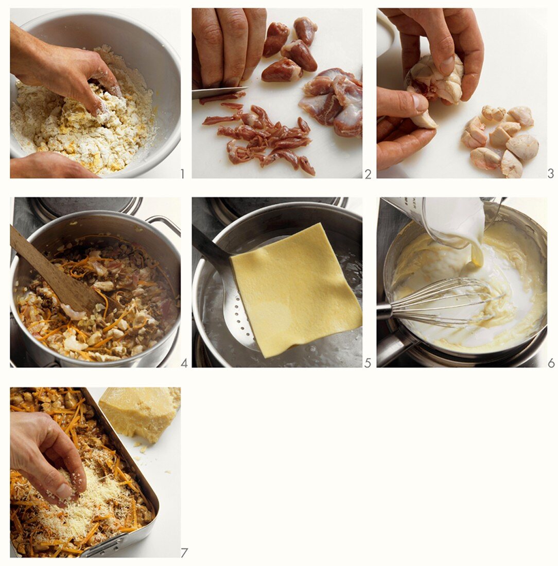 Preparing lasagne al forno