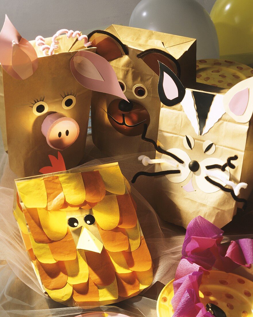 Tierische Papiermasken für die Kinderparty